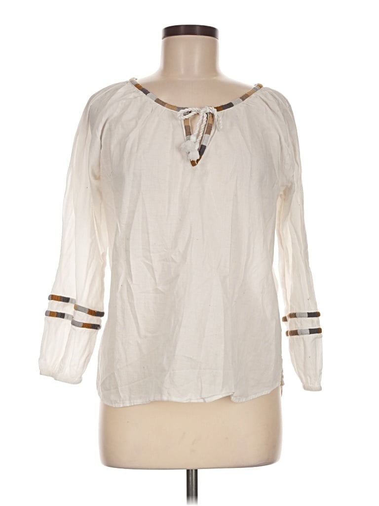 Pre-owned Prana 3/4 Sleeve Blouse In Ivory