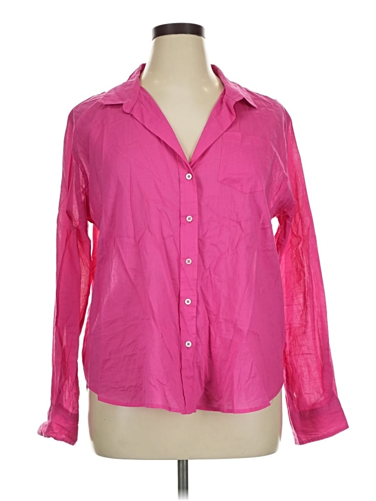 Pre-owned Sigrid Olsen Long Sleeve Button Down Shirt In Pink