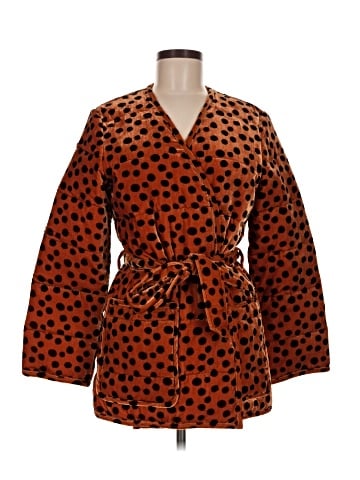 Madewell Velvet Quilted Wrap Jacket in Leopard Dot (view 1)