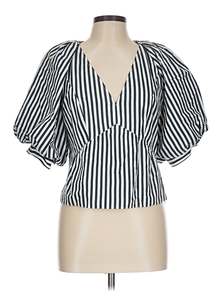 Pre-owned Frame Short Sleeve Blouse In Blue