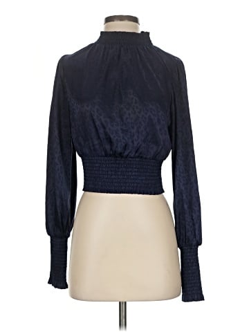Aqua Long Sleeve Blouse (view 1)