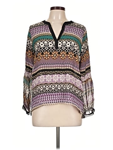 Language Long Sleeve Silk Top (view 1)