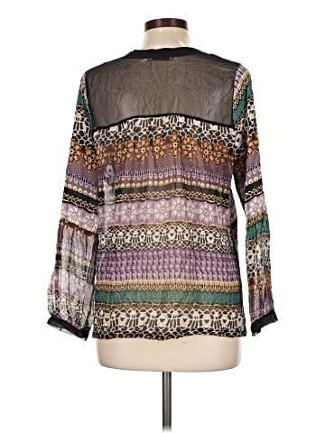 Language Long Sleeve Silk Top (view 2)