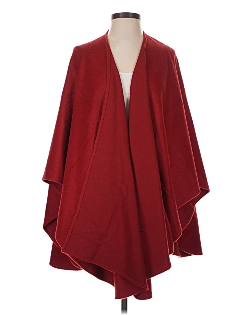 Pre-owned Assorted Brands Poncho In Burgundy