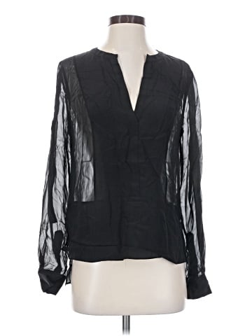 BCBGMAXAZRIA Long Sleeve Silk Top (view 1)
