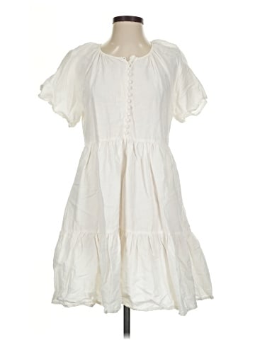Madewell Linen-Blend Flutter-Sleeve Tiered Mini Dress (view 1)