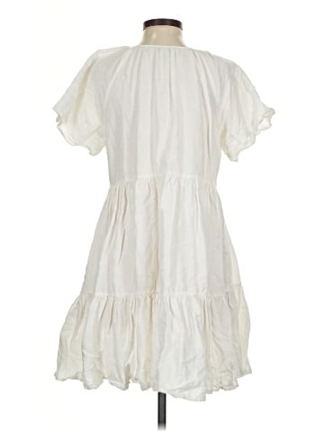Madewell Linen-Blend Flutter-Sleeve Tiered Mini Dress (view 2)
