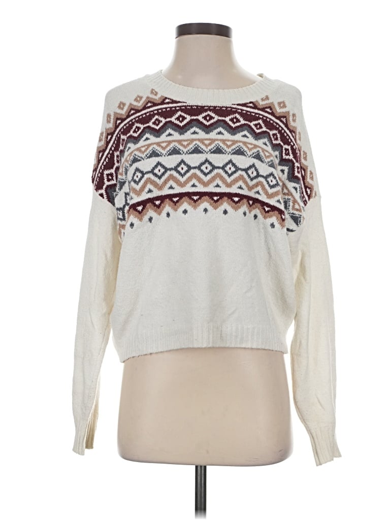 Pre-owned Hollister Pullover Sweater In White