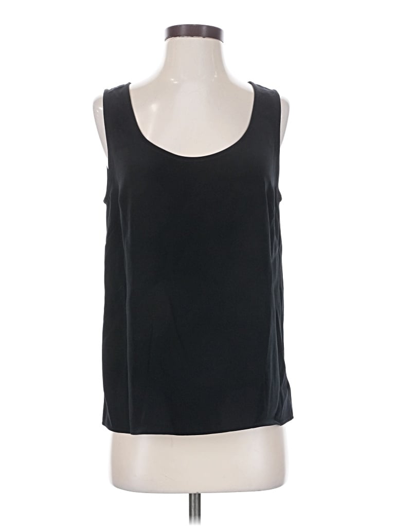 St John Sleeveless Top Black Scoop Neck Tops