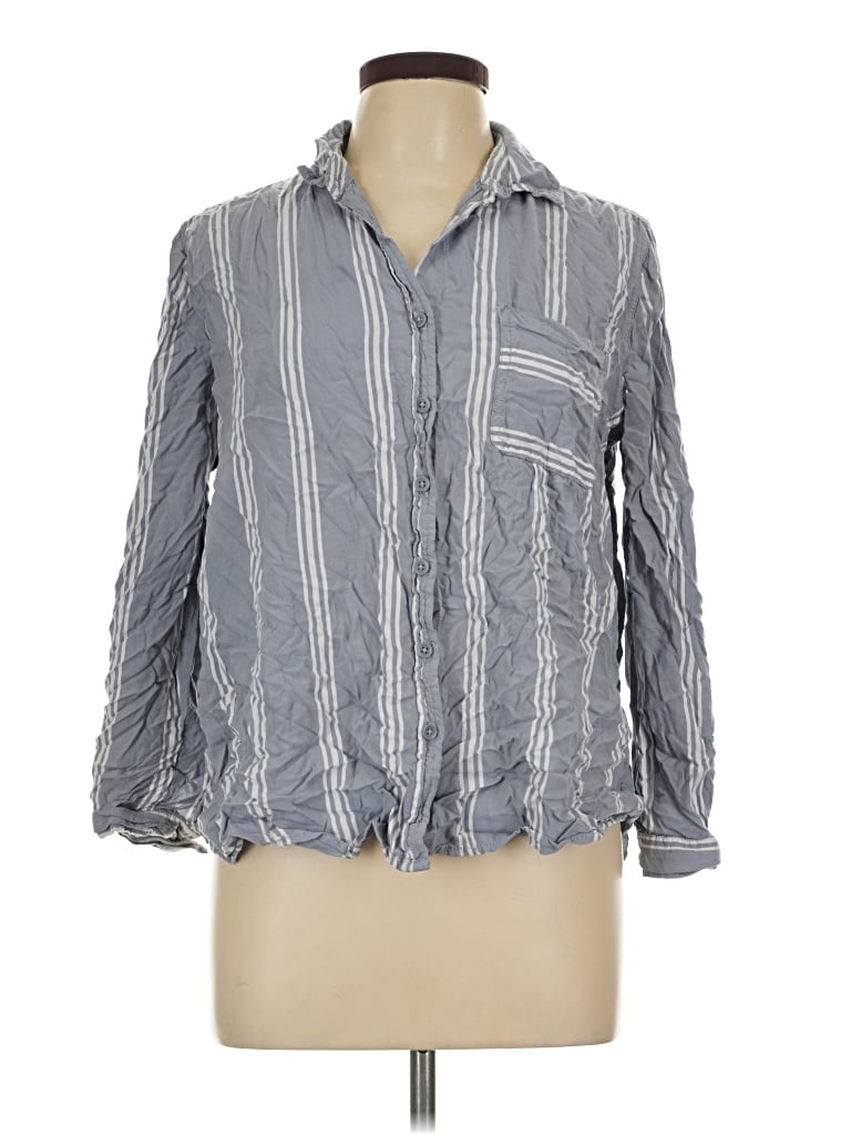 Pre-owned Beachlunchlounge 3/4 Sleeve Button Down Shirt In Gray