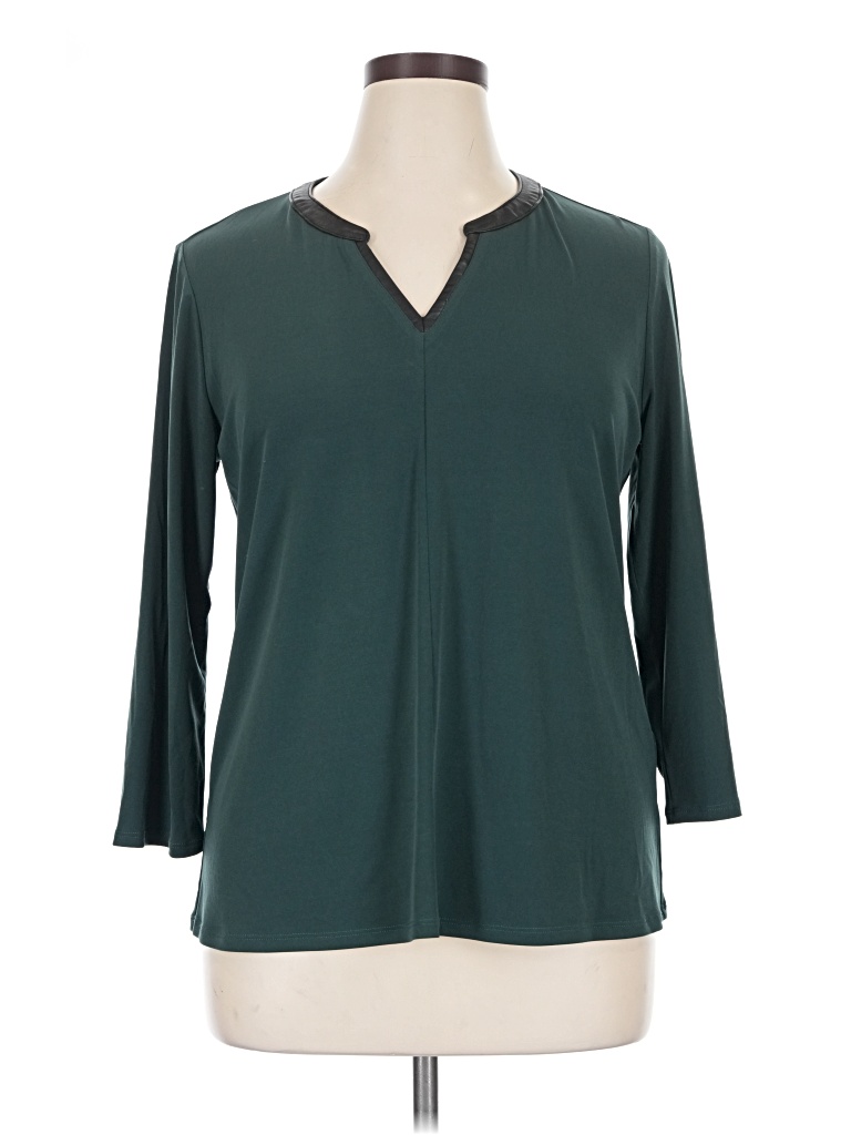 Pre-owned 41hawthorn 3/4 Sleeve Top Teal V-neck Tops