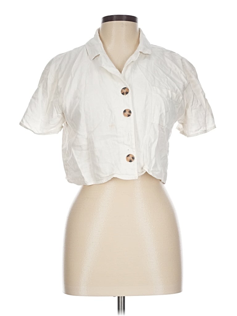 Pre-owned Ci Sono Short Sleeve Blouse In Ivory