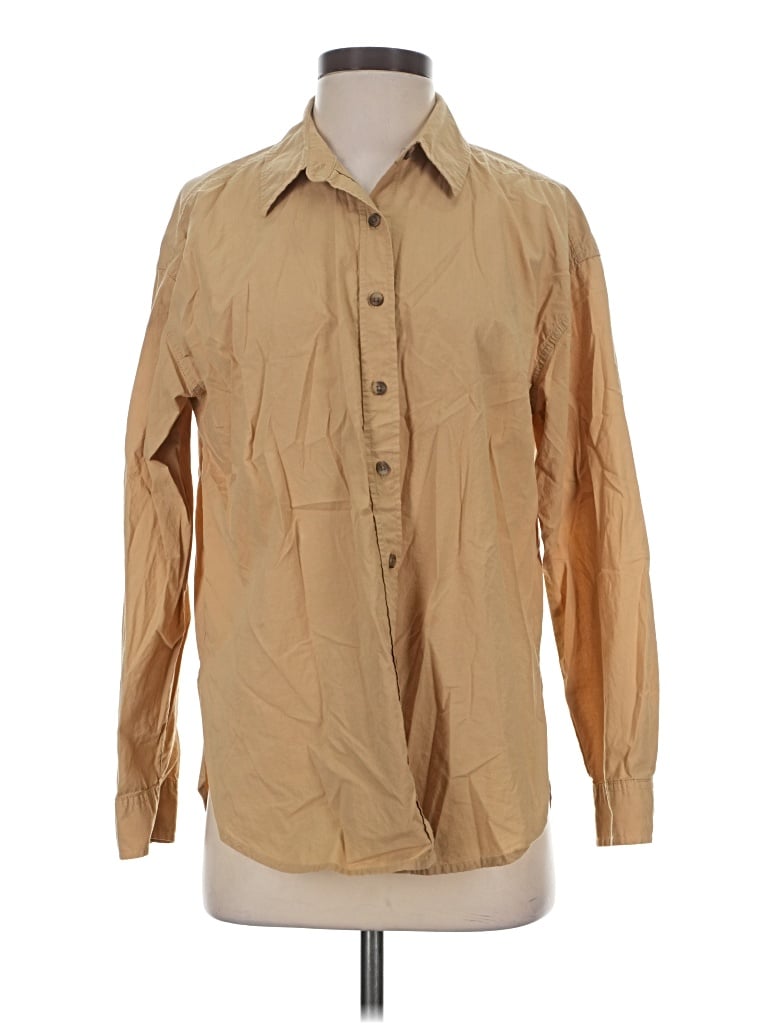 Pre-owned Universal Thread Long Sleeve Button Down Shirt In Tan
