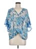 Umgee 100% Polyester Blue Short Sleeve Blouse Size M - photo 1