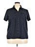 Notations Polka Dots Blue Short Sleeve Blouse Size 2X - photo 1