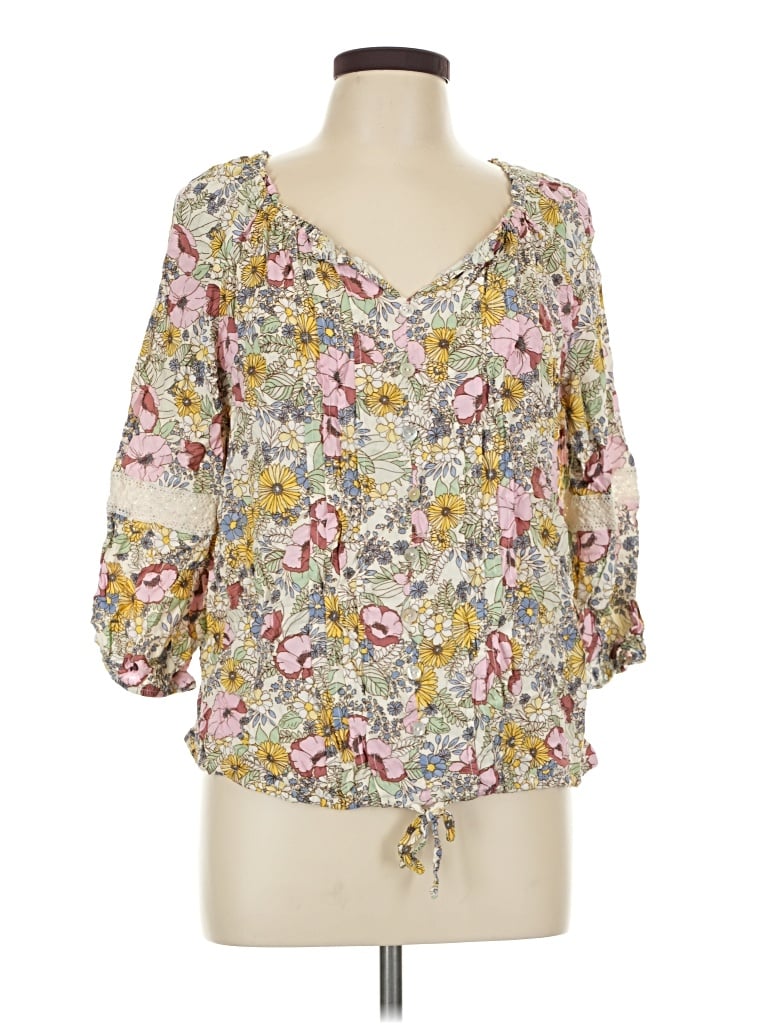 Pre-owned Agb 3/4 Sleeve Blouse In Ivory