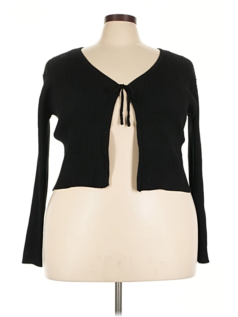 Pre-owned No Boundaries Long Sleeve Top Black Plunge Neckline Tops