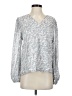 Halogen 100% Polyester Silver Long Sleeve Blouse Size S - photo 1