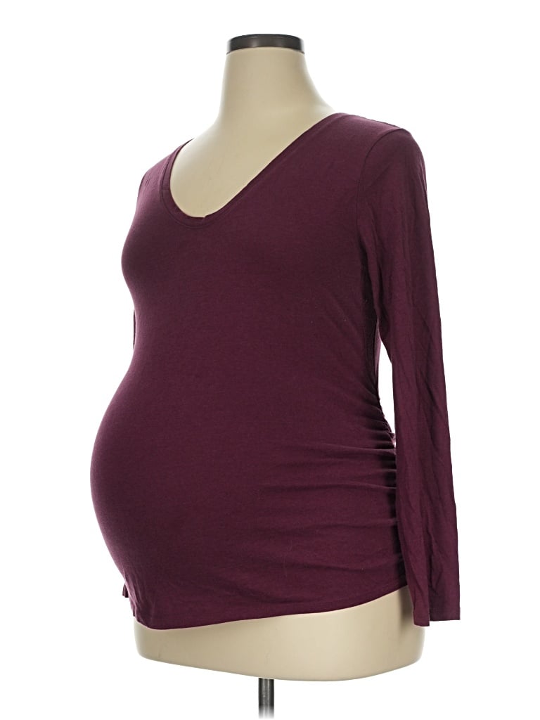 Pre-owned Isabel Maternity 3/4 Sleeve T-shirt In Burgundy