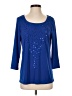 Bob Mackie 100% Polyester Stars Blue 3/4 Sleeve Top Size S - photo 1