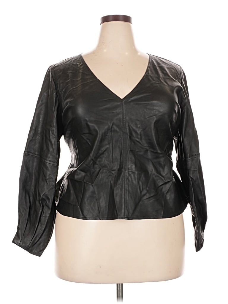 Pre-owned Eloquii Long Sleeve Blouse In Black