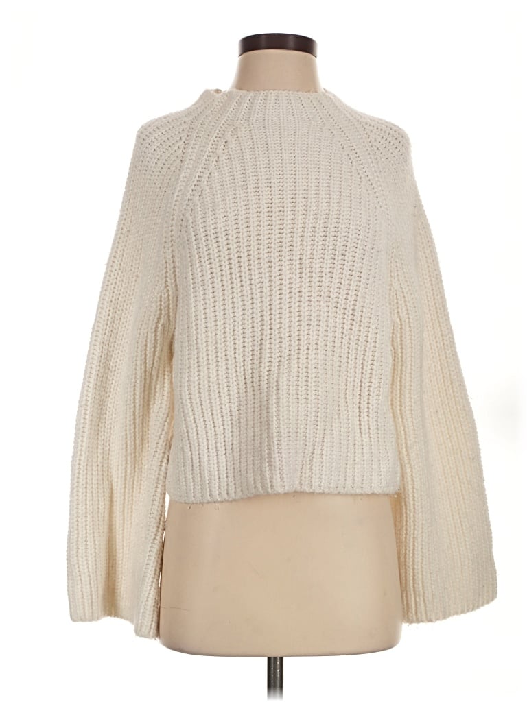 Pre-owned Amuse Society Long Sleeve Top Ivory Turtleneck Tops