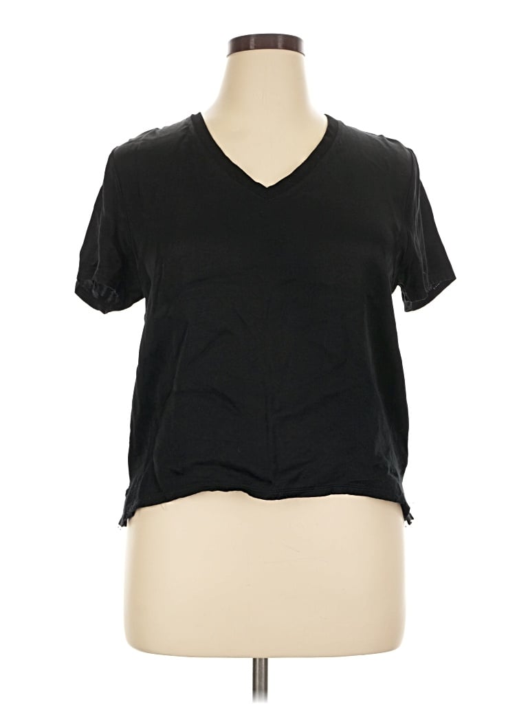 Pre-owned Nation Ltd Short Sleeve Top Black V-neck Tops