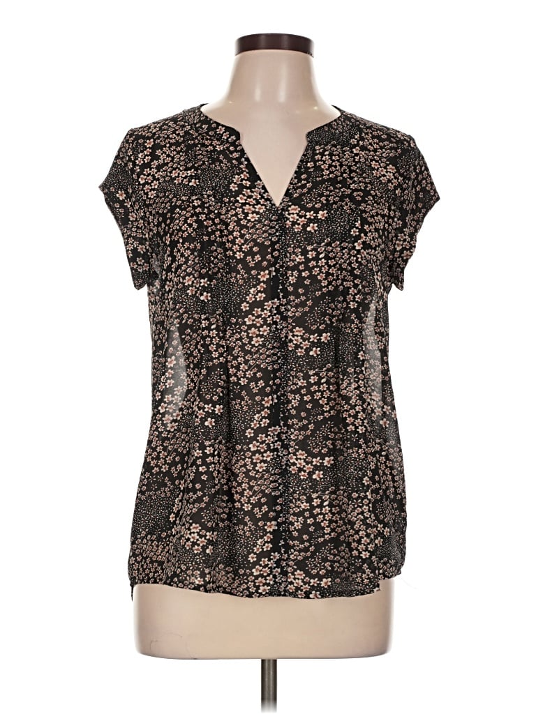 Pre-owned Fun2fun Short Sleeve Blouse In Black