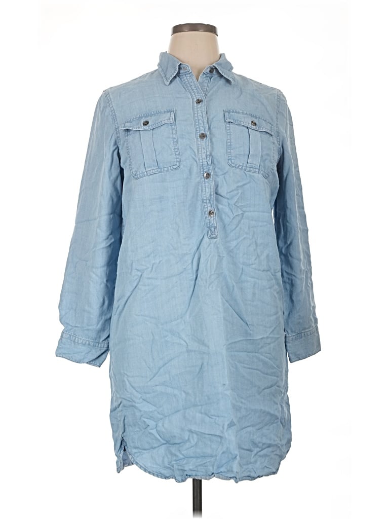 Pre-owned Chaps 3/4 Sleeve Button Down Shirt In Blue