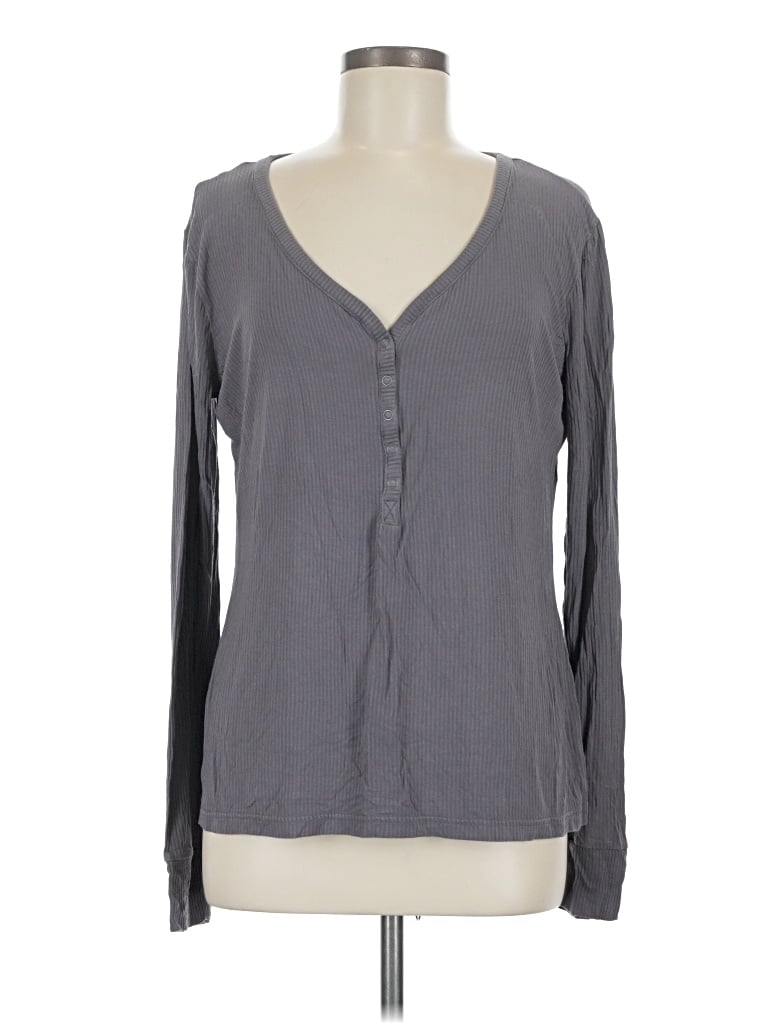 Pre-owned Posh Peanut Long Sleeve Blouse In Gray