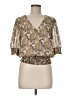 DR2 100% Polyester Brown Short Sleeve Blouse Size M - photo 1