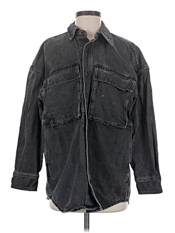 Madewell Denim Oversized Cargo Shirt Jacket in Lunar Wash (view 1)