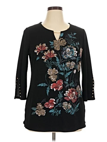 JM Collection 3/4 Sleeve Top (view 1)