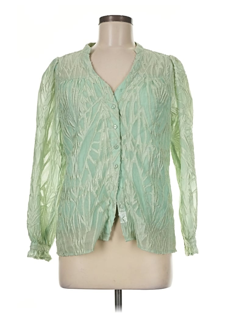 Pre-owned Esqualo Long Sleeve Blouse In Green