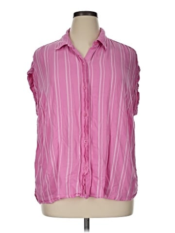 Cosmic Blue Love Sleeveless Button-Down Shirt (view 1)