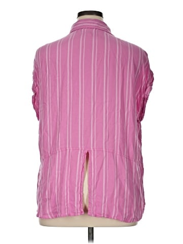 Cosmic Blue Love Sleeveless Button-Down Shirt (view 2)