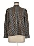 Ann Taylor 100% Polyester Houndstooth Brown Long Sleeve Blouse Size Med Petite - photo 1