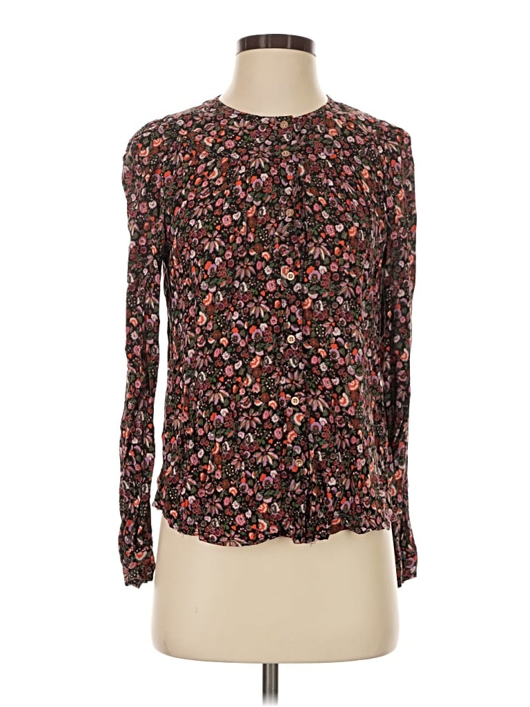 Pre-owned Maeve Long Sleeve Blouse In Black