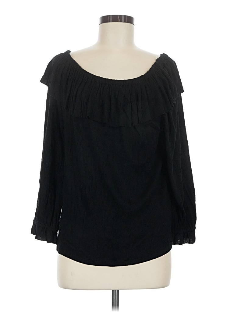 Pre-owned Ella Moss 3/4 Sleeve Blouse In Black