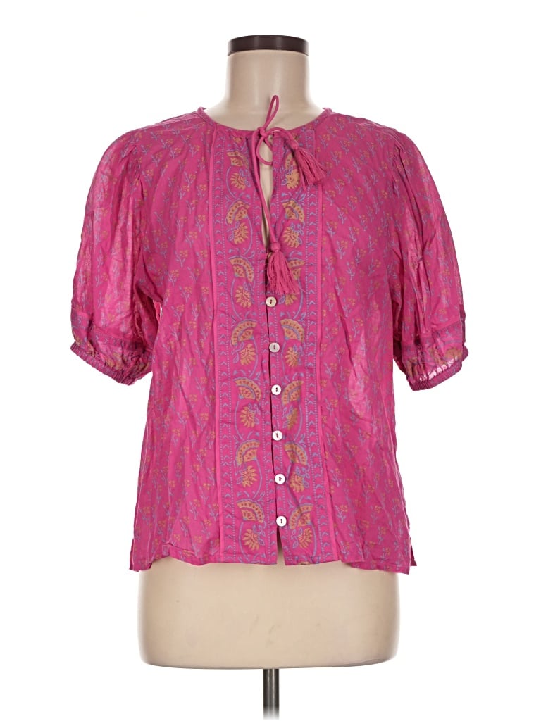 Pre-owned Cleobella Short Sleeve Blouse In Pink