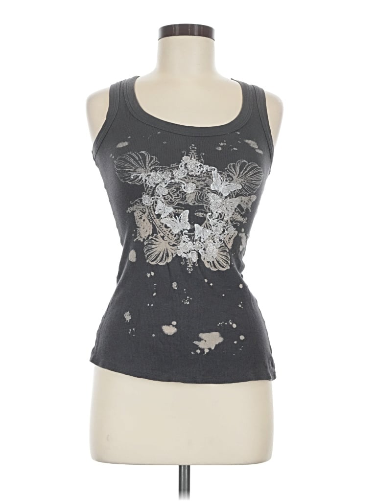 Pre-owned Daytrip Tank Top Gray Halter Neckline Tops