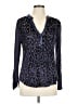 Tiny Animal Print Blue Long Sleeve Blouse Size L - photo 1