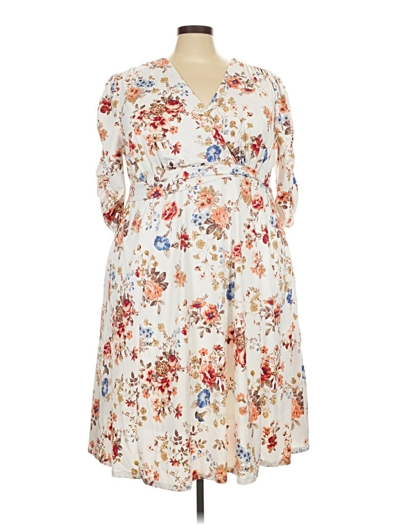 Pre-owned Kiyonna Casual Dress In Ivory