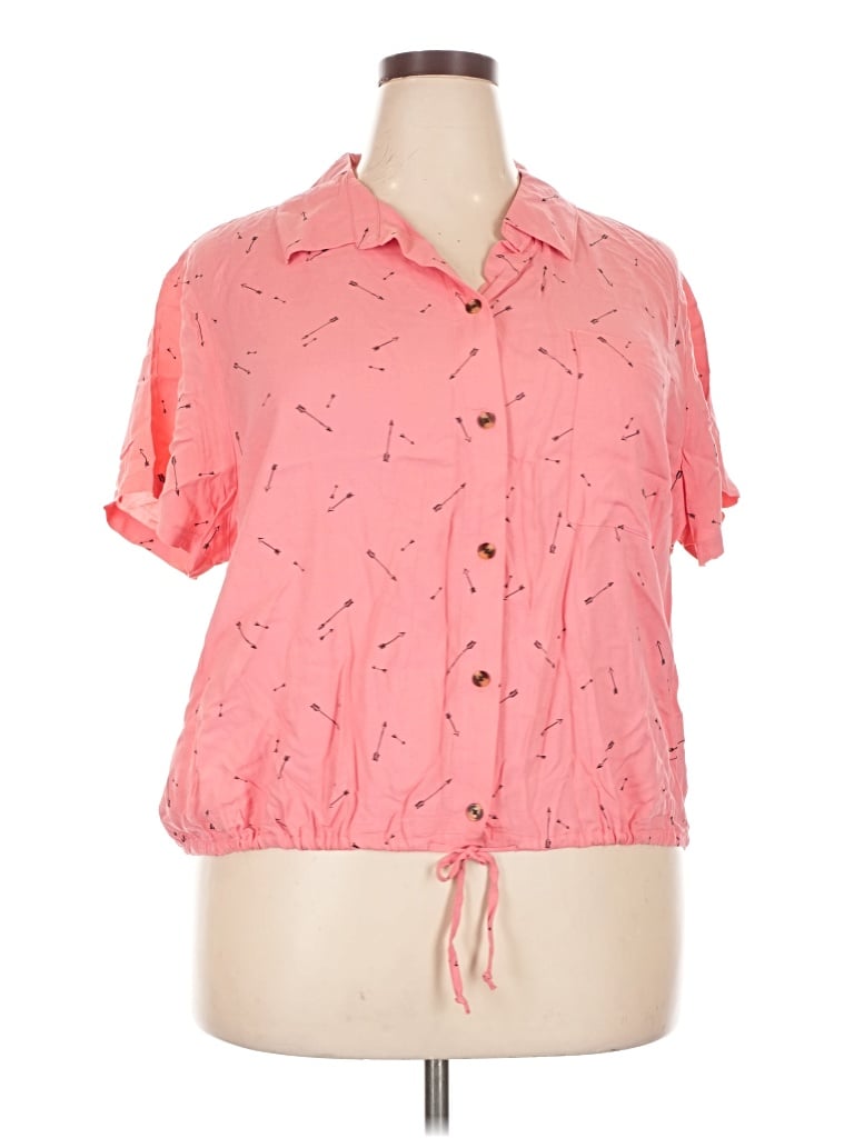 Pre-owned No Boundaries Short Sleeve Blouse In Pink