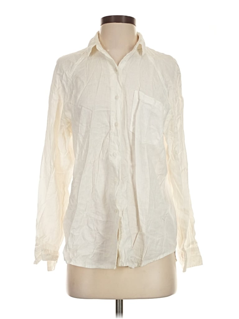 Pre-owned Universal Thread Long Sleeve Button Down Shirt In Ivory