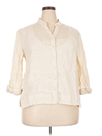 JM Collection 3/4 Sleeve Button-Down Shirt (view 1)