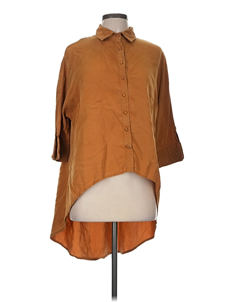 Pre-owned Sancia 3/4 Sleeve Button Down Shirt In Brown