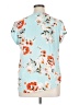 Fun2Fun 100% Polyester Floral Teal Short Sleeve Blouse Size XL - photo 2