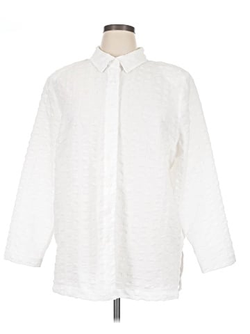 Vikki Vi 3/4 Sleeve Button-Down Shirt (view 1)