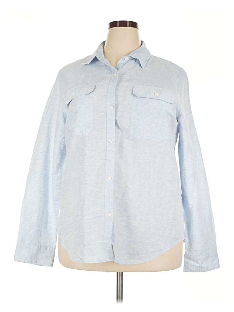 Pre-owned Chaps Long Sleeve Button Down Shirt In Blue